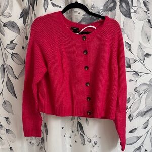 torrid Hot Pink Button-Front Cropped Cardigan